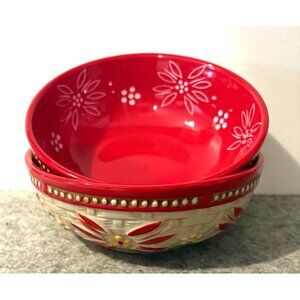 2 Temptations Old World Red 6" Bowls By Tara  # 2986